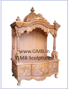Luxury Hand-Carved Wooden Mandir with Storage | GMB