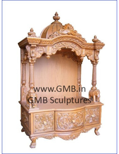 Luxury Hand-Carved Wooden Mandir with Storage | GMB