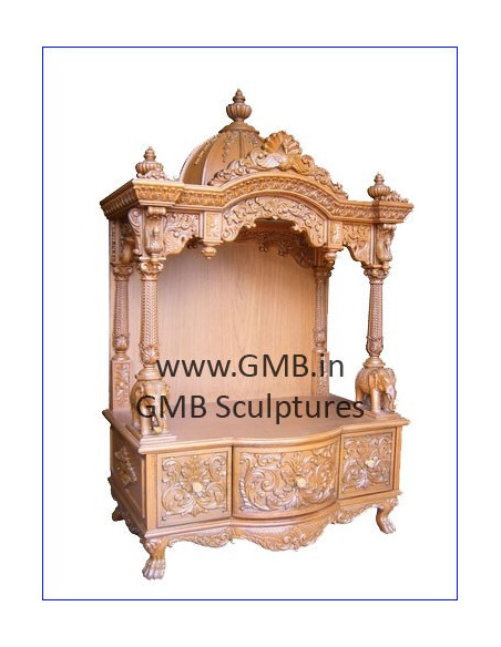 Luxury Hand-Carved Wooden Mandir with Storage | GMB