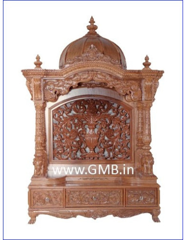 Luxury Hand-Carved Wooden Mandir with Jaali | GMB