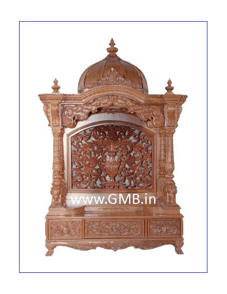 Luxury Hand-Carved Wooden Mandir with Jaali | GMB
