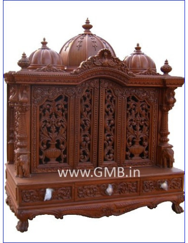 Luxury Closed Wooden Mandir with Jali Doors | GMB