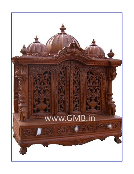 Luxury Closed Wooden Mandir with Jali Doors | GMB