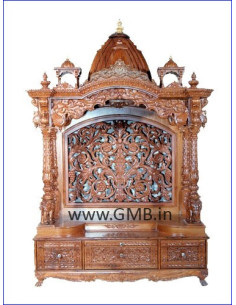 Luxury Wooden Mandir with Floral Jaali | GMB