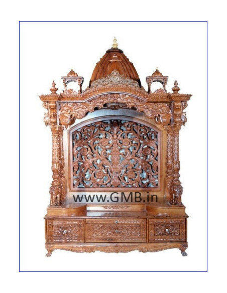 Luxury Wooden Mandir with Floral Jaali | GMB