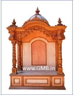 Luxury Wooden Mandir with Marble Inlay | GMB