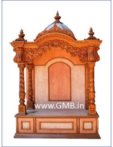 Luxury Wooden Mandir with Marble Inlay | GMB
