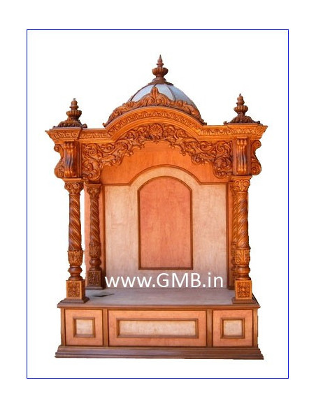 Luxury Wooden Mandir with Marble Inlay | GMB