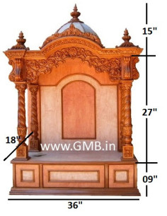 Luxury Wooden Mandir with Marble Inlay | GMB 2