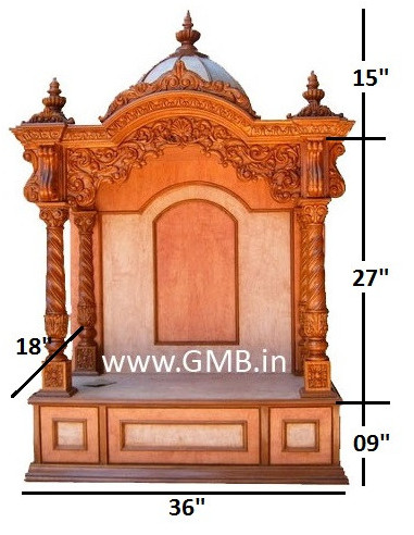 Luxury Wooden Mandir with Marble Inlay | GMB