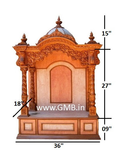 Luxury Wooden Mandir with Marble Inlay | GMB