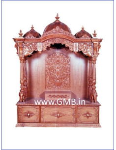 Luxury Triple Dome Wooden Mandir | GMB Sculptures