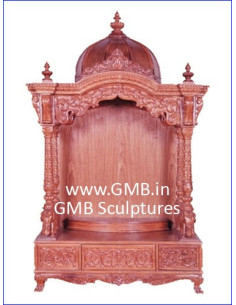 Luxury Hand-Carved Wooden Mandir with Storage | GMB