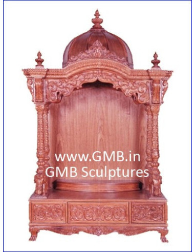 Luxury Hand-Carved Wooden Mandir with Storage | GMB