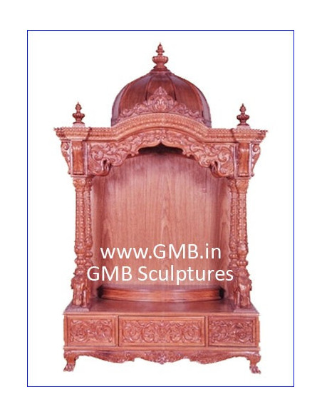 Luxury Hand-Carved Wooden Mandir with Storage | GMB