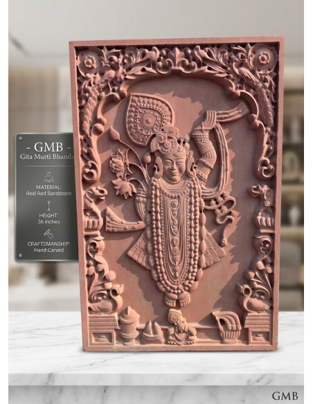 red sandstone Shrinathji wall panel