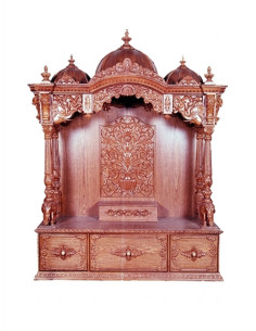 Wooden Mandir with Triple Domes