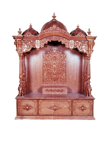 Wooden Mandir with Triple Domes