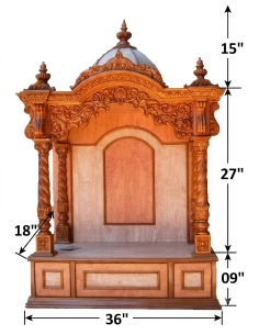 Regal Hand-Carved Wooden Mandir with Domed Crown & Twisted Pillars | Gita Murti Bhandar 2