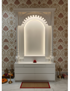 Concept Design: Backlit Arch Marble Pooja temple