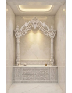 Hand-Carved White Marble Mandir
