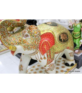 Marble Elephant with Gold Painting