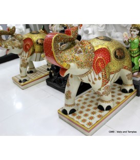 Marble Elephant with Gold Painting