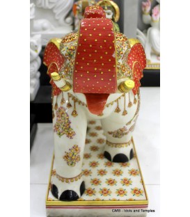 Marble Elephant with Gold Painting