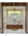 Pooja Room with Marble Kalpavruksh Backwall | Gita Murti Bhandar