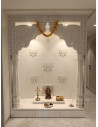 Custom Pooja Room with Elephant Arch and Marble Lotus Backwall
