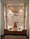 Custom Pooja Room with Carved Wall and Ganesh Shloka