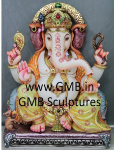 24-Inch Hand-Carved White Marble Ganesha Murti | Gita Murti Bhandar, Ahmedabad