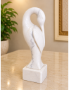 Marble Abstract Bird Sculpture with Natural Grey Veining