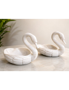 Marble Swan Bowl Set | Gita Murti Bhandar