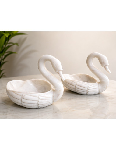 Marble Swan Bowl Set | Gita Murti Bhandar