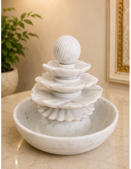 Marble Tabletop Water Fountain with Lotus