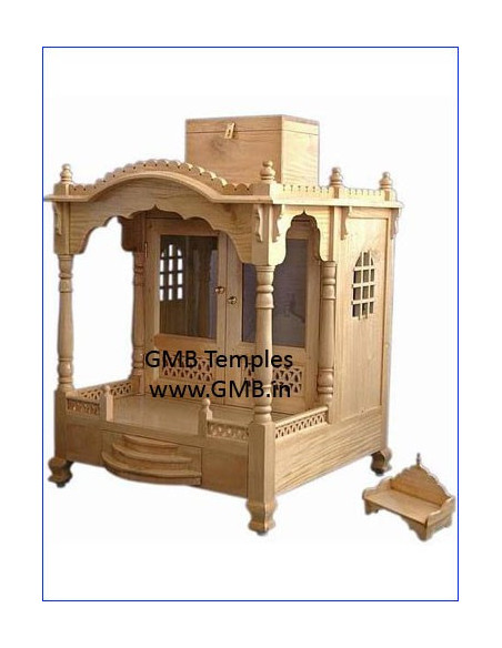 Handcrafted Sevan Wood Temple for Home | Gita Murti Bhandar