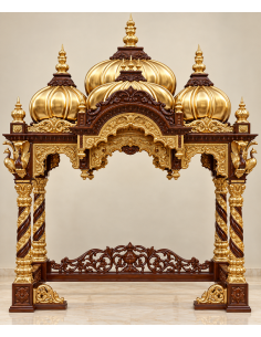 Gold-Finish Wooden Temple Mandap