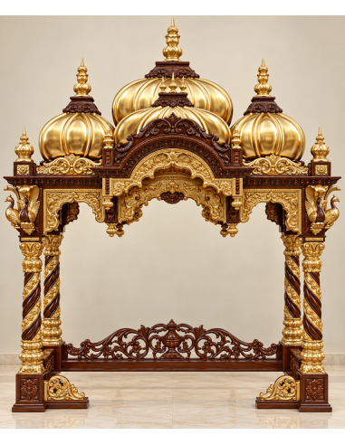 Gold-Finish Wooden Temple Mandap