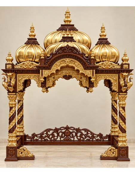 Gold-Finish Wooden Temple Mandap