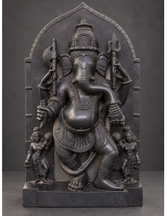 Black Stone Finish Marble Ganesha Idol