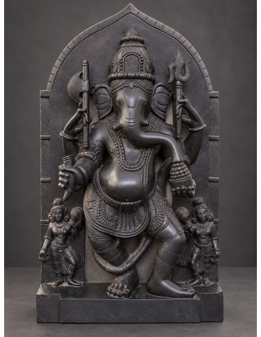 Black Stone Finish Marble Ganesha Idol