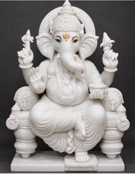 White Marble Ganesha Idol