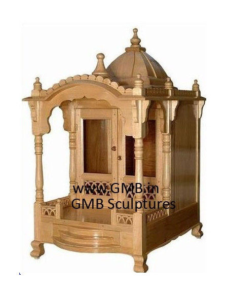 Handcrafted Sevan Wood Temple for Home | Gita Murti Bhandar