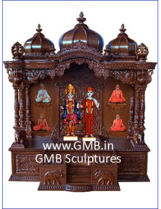 Premium Handcrafted Teak Wood Swaminarayan Mandir with Intricate Carvings | Gita Murti Bhandar