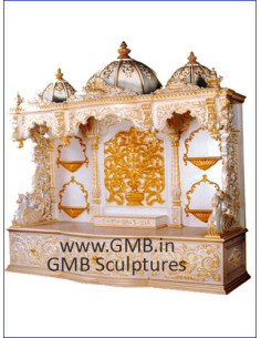 Large luxury wooden pooja mandir for villa with glossy deco polish finish
