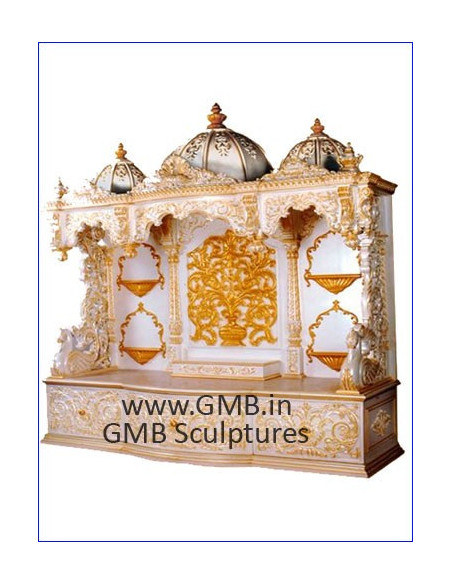 Large luxury wooden pooja mandir for villa with glossy deco polish finish