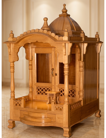 Sevan Wood Mandir with Glass Doors