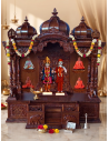 Premium Handcrafted Teak Wood Swaminarayan Mandir with Intricate Carvings | Gita Murti Bhandar