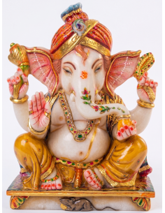 12 Inch Pure White Marble Ganesha Statue for Home Altar | Gita Murti Bhandar
